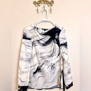 ANTONIO MELANI Black and White Marble Blouse